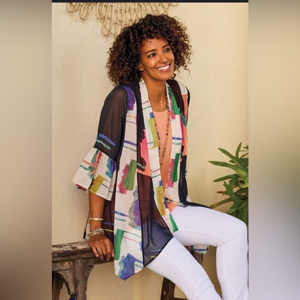Soft Surroundings Colorful Daydreams Topper Kimono